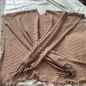 SHEIN Textured Tan Knit Poncho